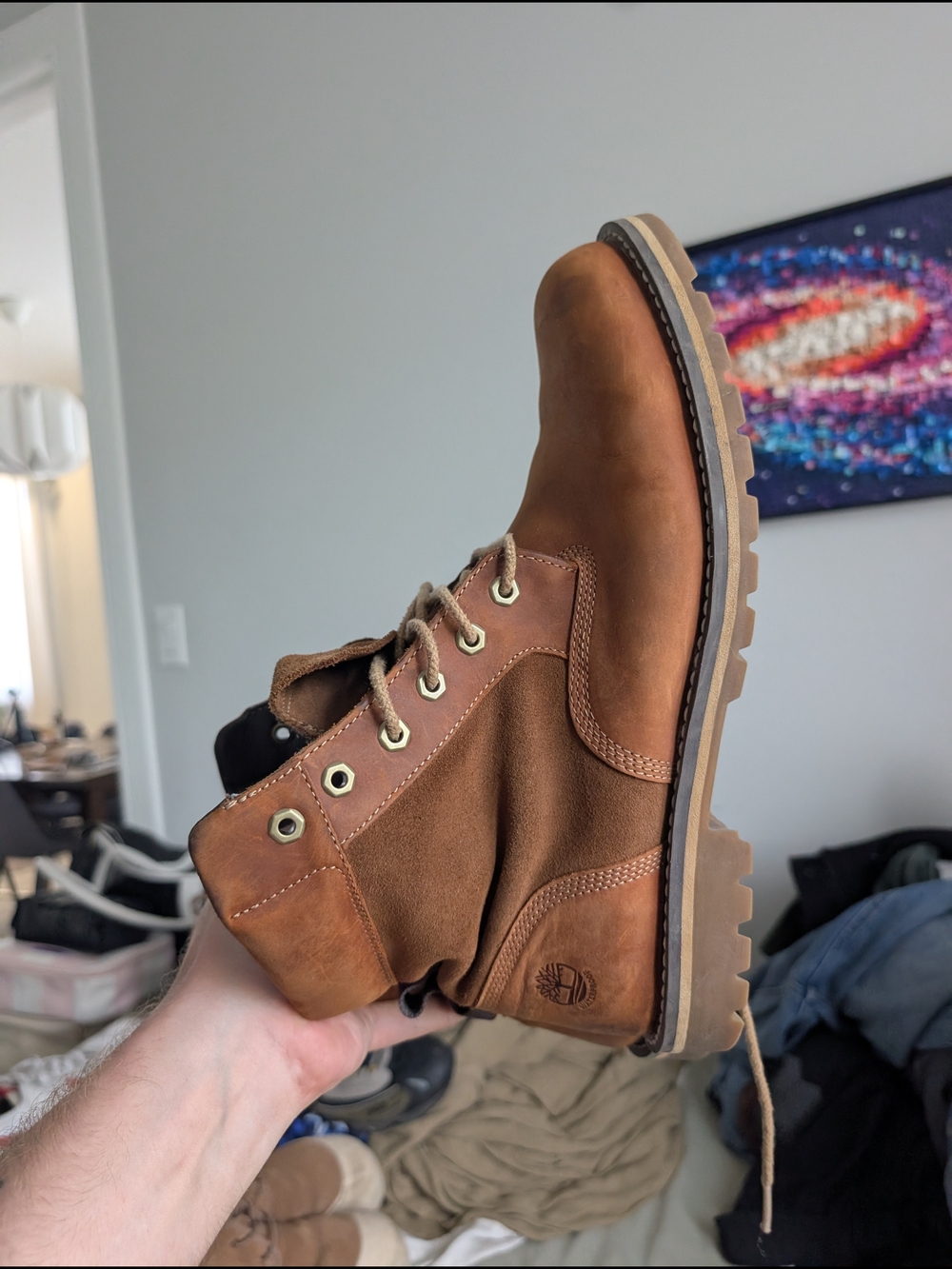 Timberland Men's Chestnut Brown Leather/Suede Lace-Up Work Boot